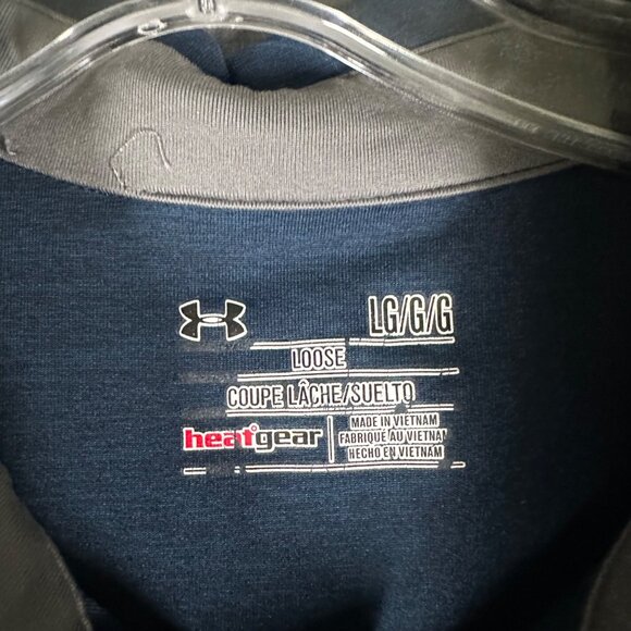 Auburn Under Armour Shirt Mens Large Loose Fit HeatGear Navy Blue Polo Shirt - Picture 6 of 12